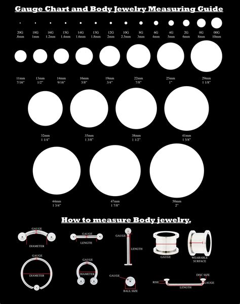 piercing gauge chart actual size.